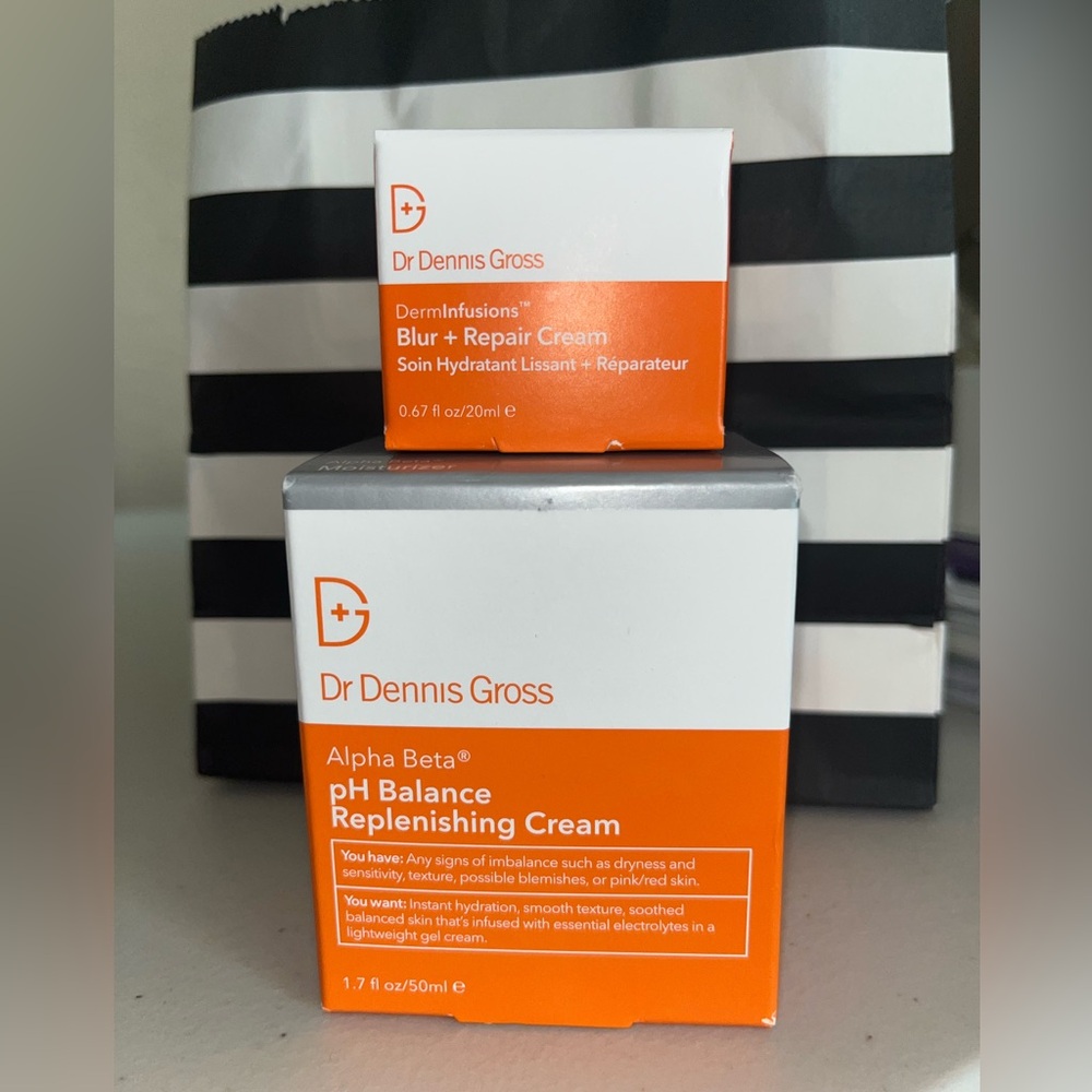 Dr Dennis Gross Orange pH Balance Replenishing Cream and Blur plus repair cream.